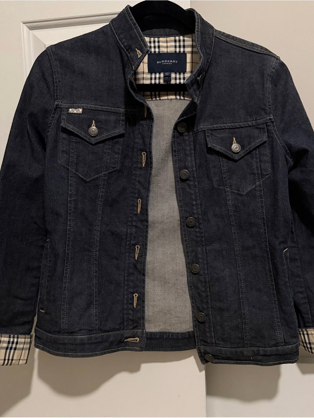 Burberry London Denim Jacket Nova Check Lining Cuffs Like New Women’s 6